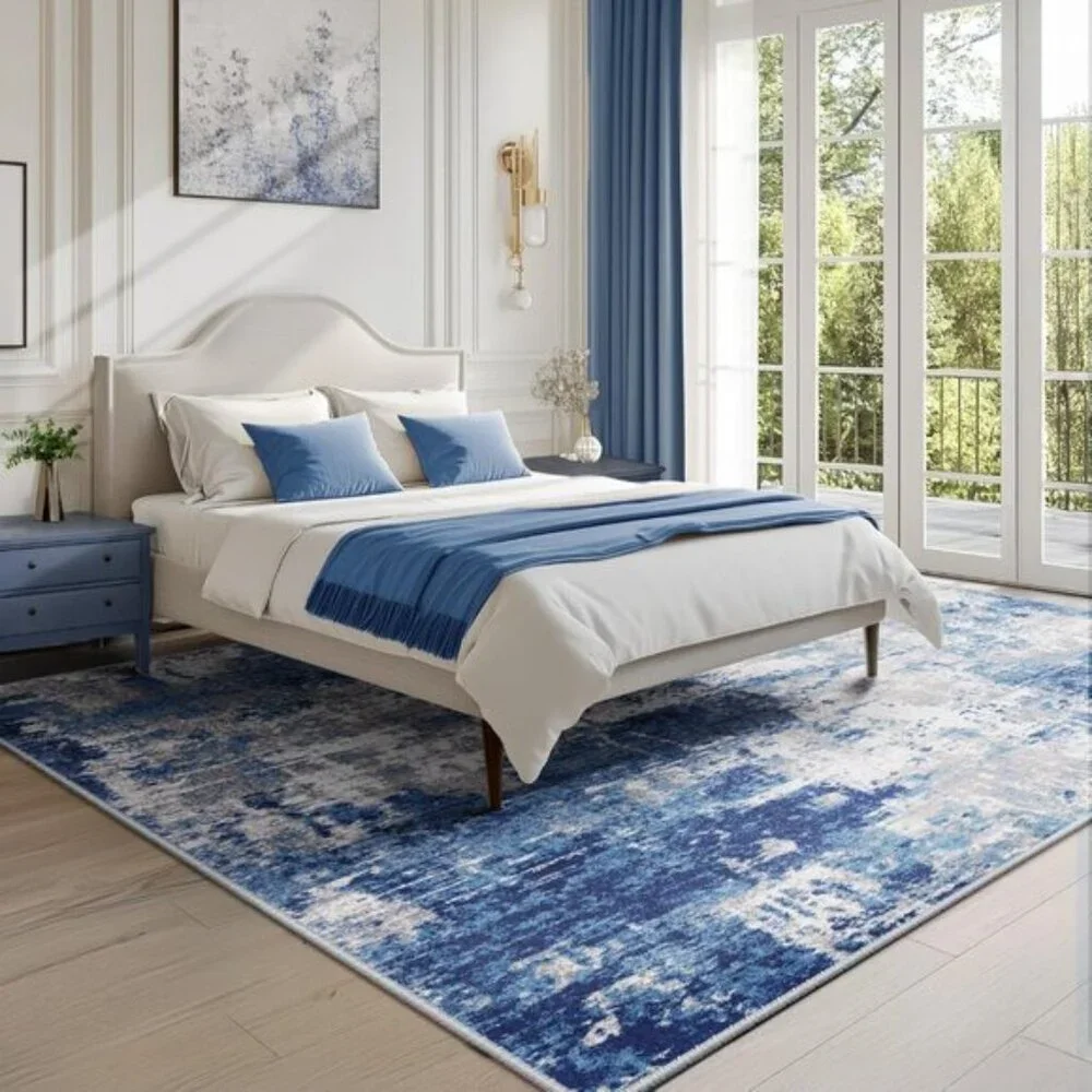 New 5x7 Washable Area Rug Modern Abstract Non-Slip Carpet for Living Room